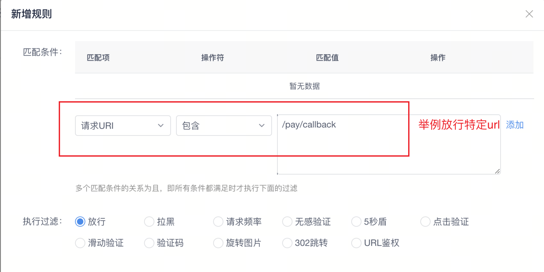 放行特定URL